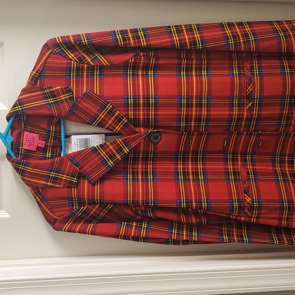 Torrid and Bestsey Johnson red plaid blazer size 0 12
